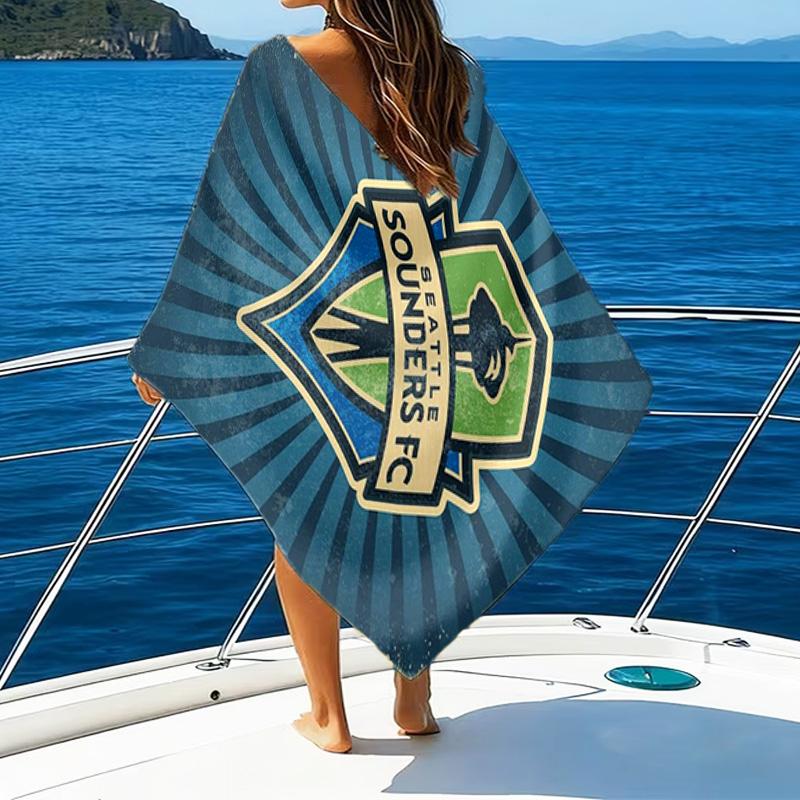 Sea-ttle Fc Logo Printed Beach Towel, Super Soft Microfiber, Perfect Gift Birthday, for Pool, Beach, Travel, for family and friends