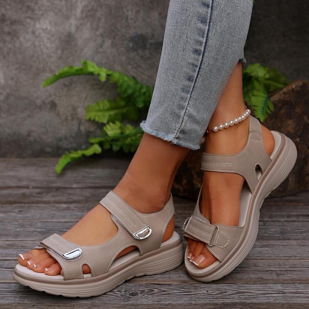 Ladies' Elegant Mary Jane Sandals - Adjustable Ankle Strap, Breathable Toe and Cushioned Insole, Summer Beach Slope Heel Design Open Toe Sandals