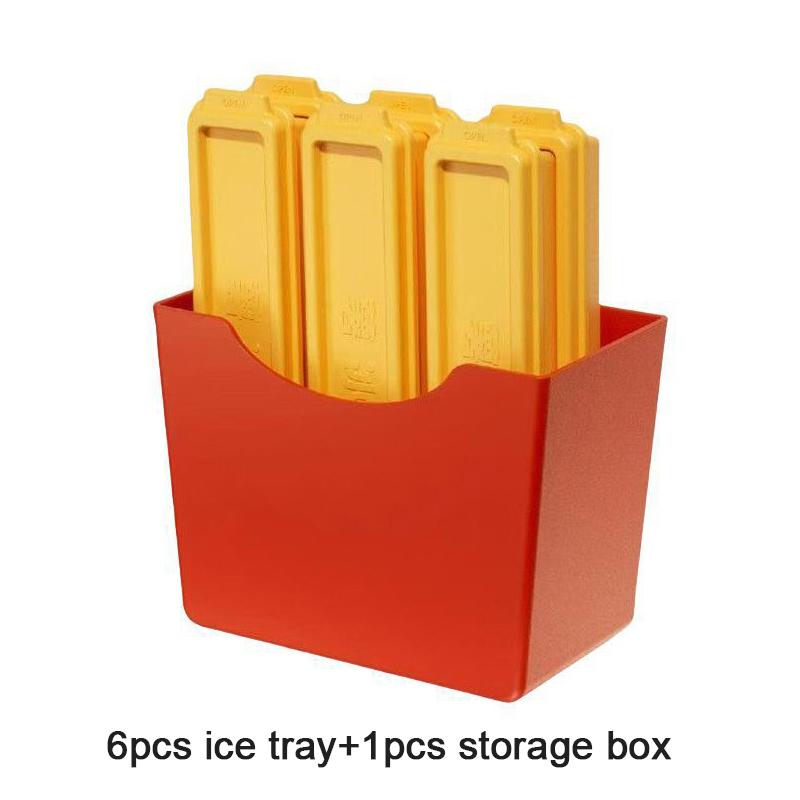

7шт/комплект решеток для льда для картофеля фри, летний прямоугольный желтый лоток для льда, креативная 6 решеток для льда, 1 шт. коробка 1set
