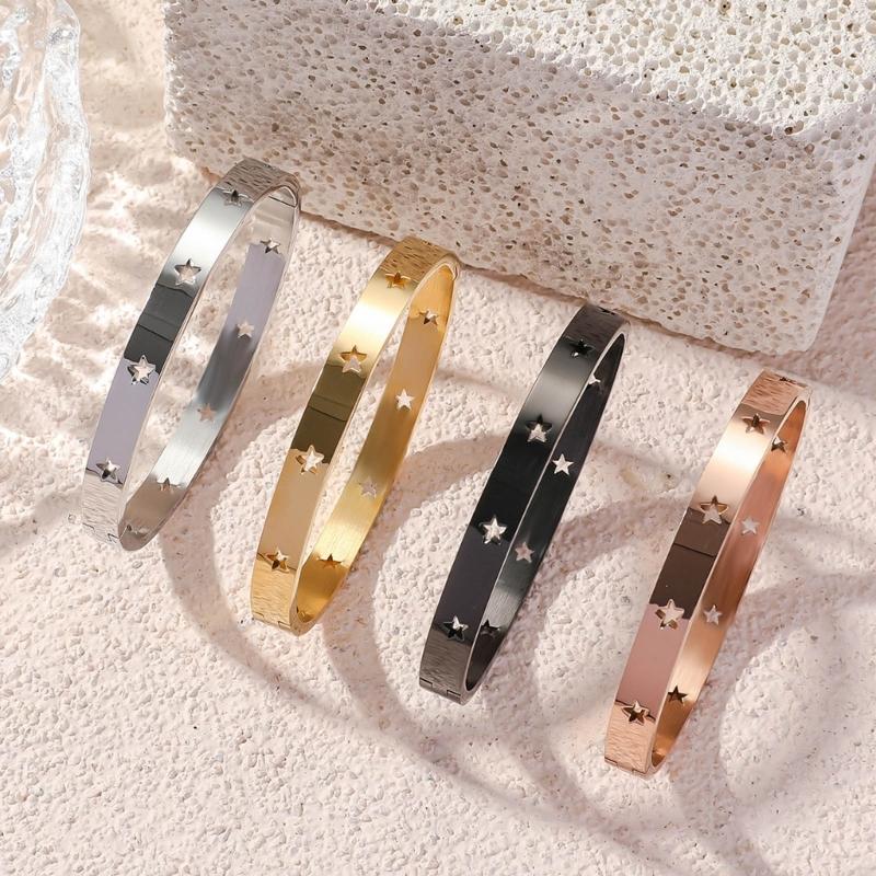 Chic Bracelet Wrist Jewelry Hollow Star Bangle Suitable for Fashionable Outfit