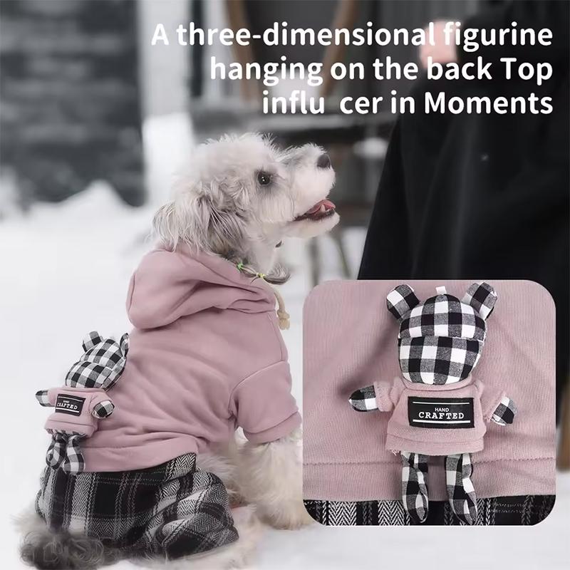 Nuovo Abbigliamento in Cotone per Cani con Fantasia a Quadretti in Pile per Cani Autunno Inverno Mantieni Caldo Felpa Peluche per Cani Felpa Peluche per Animali Domestici per Cani