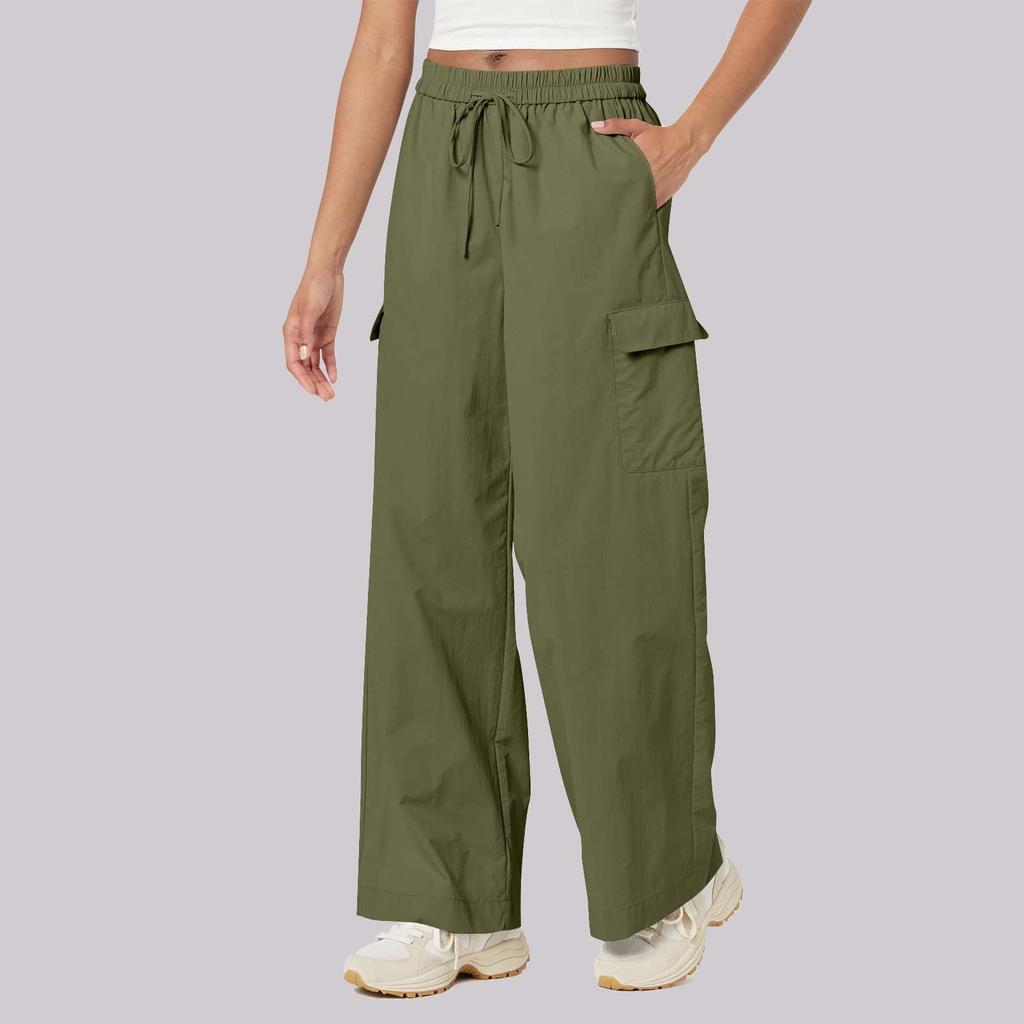Dámské kalhoty se širokými nohavicemi do kapsy Pohodlné společenské kalhoty Dámské ležérní kalhoty Neformální nylonové kalhoty Cargo