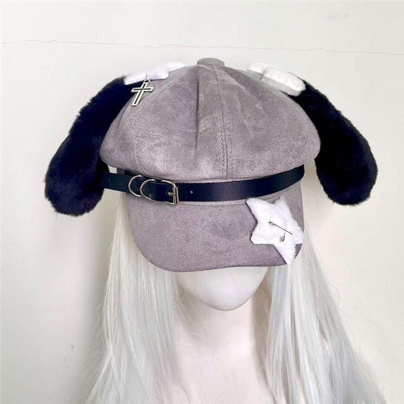 Original Handmade Octagonal Puppy Ears Beret - Cute, Sweet, and Edgy Painter's Hat for Women
