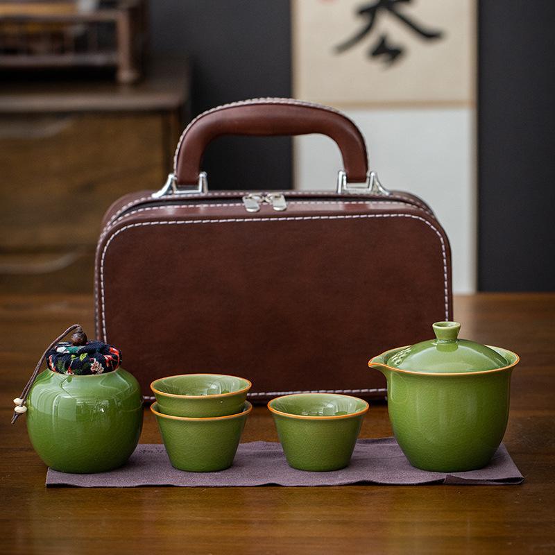 Small Fresh Travel Tea Set, Convenient Storage Bag, Ceramic Express Cup, Two or Three Cups of Tea Cans