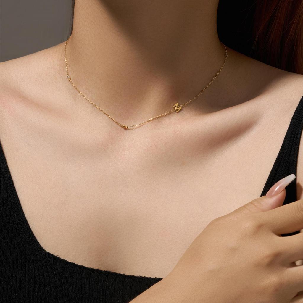 S925 Sterling Silver Initial Necklace for Women - Elegant Polished Clavicle Chain, Fashionable Jewelry, In Stock