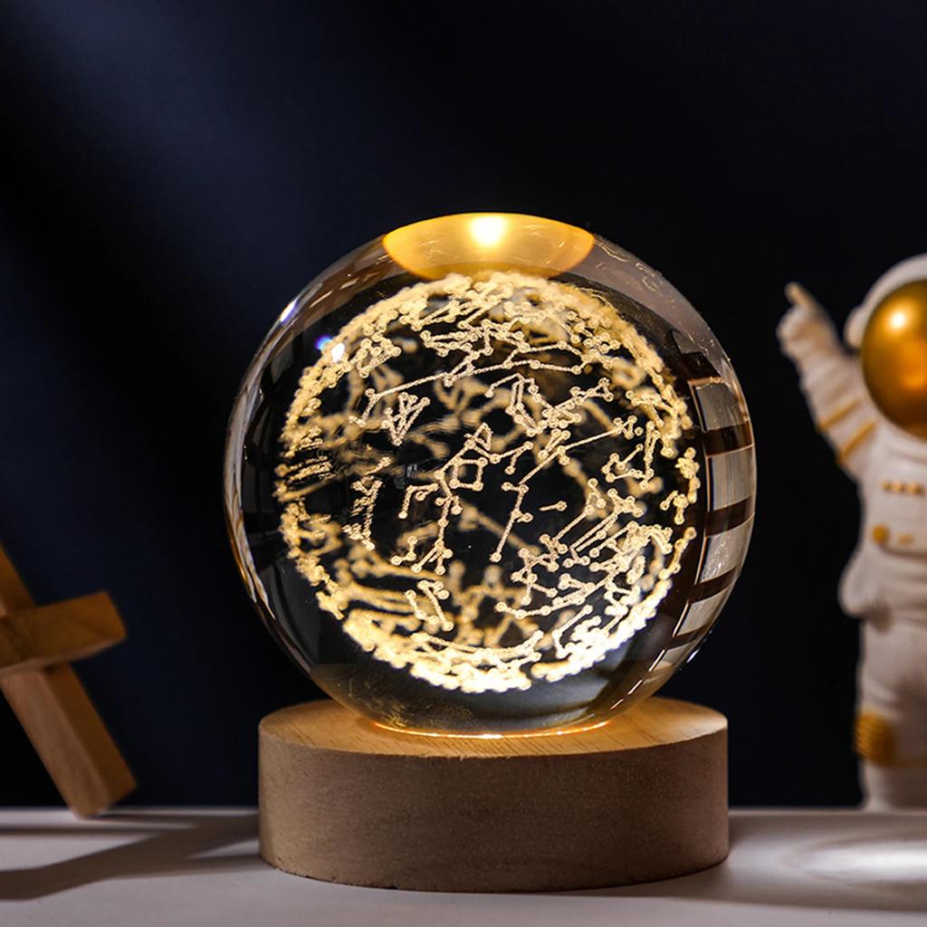 USB LED Night Light Galaxy Crystal Ball Table Lamp 3D Glowing Planet Galaxy Astronaut Moon Lamp Home Bedroom Decoration Kid Gift
