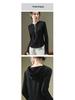Women's Black Thickened Half-Zip Fleece Hoodie for Autumn/Winter 2025