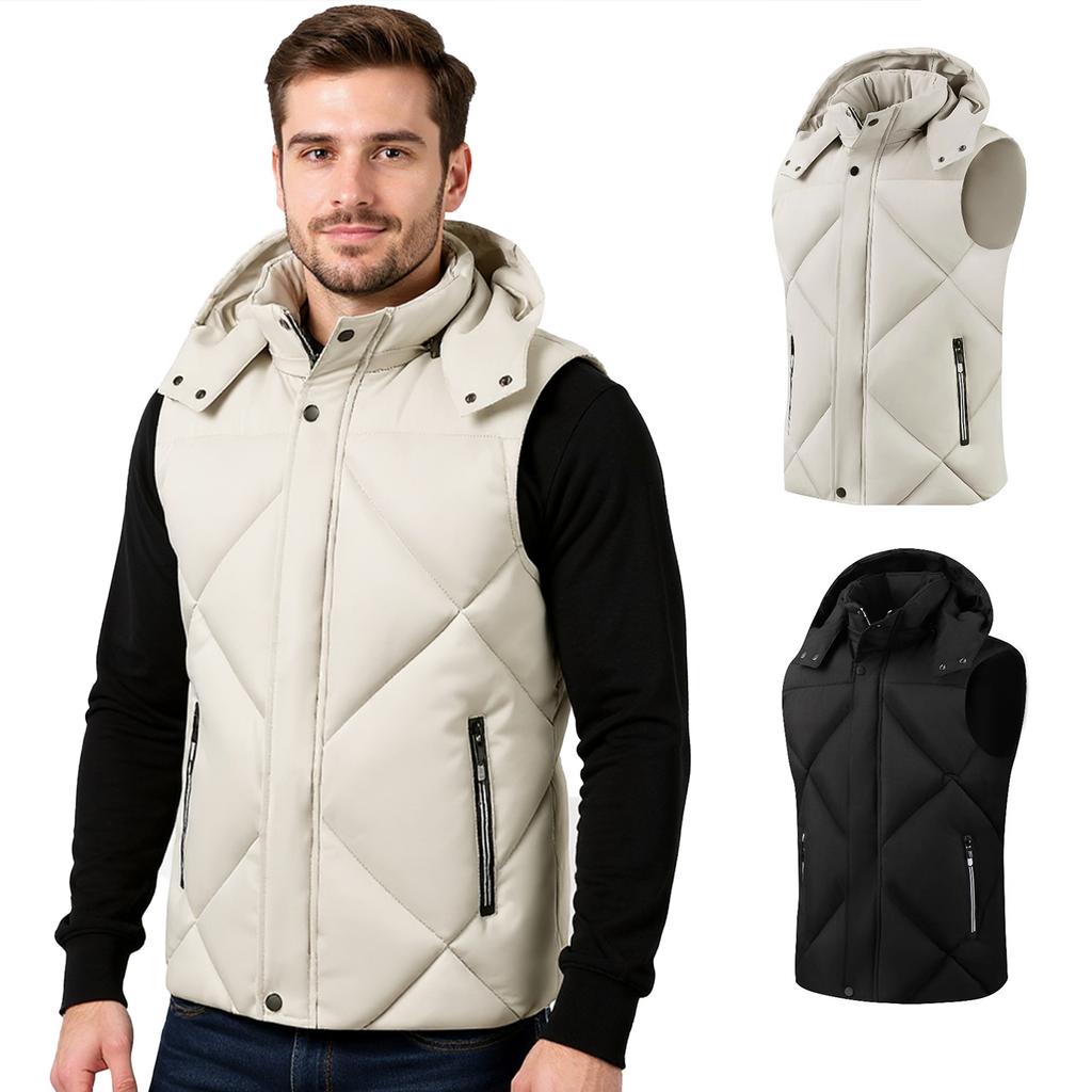 Men's Hooded Detachable Waterproof Down Vest