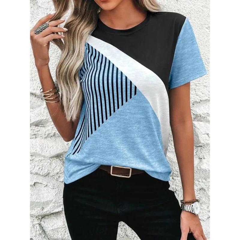 Soft Comfortable Printed Top Stylish Simple Short Sleeve Loose T-Shirts Women’s