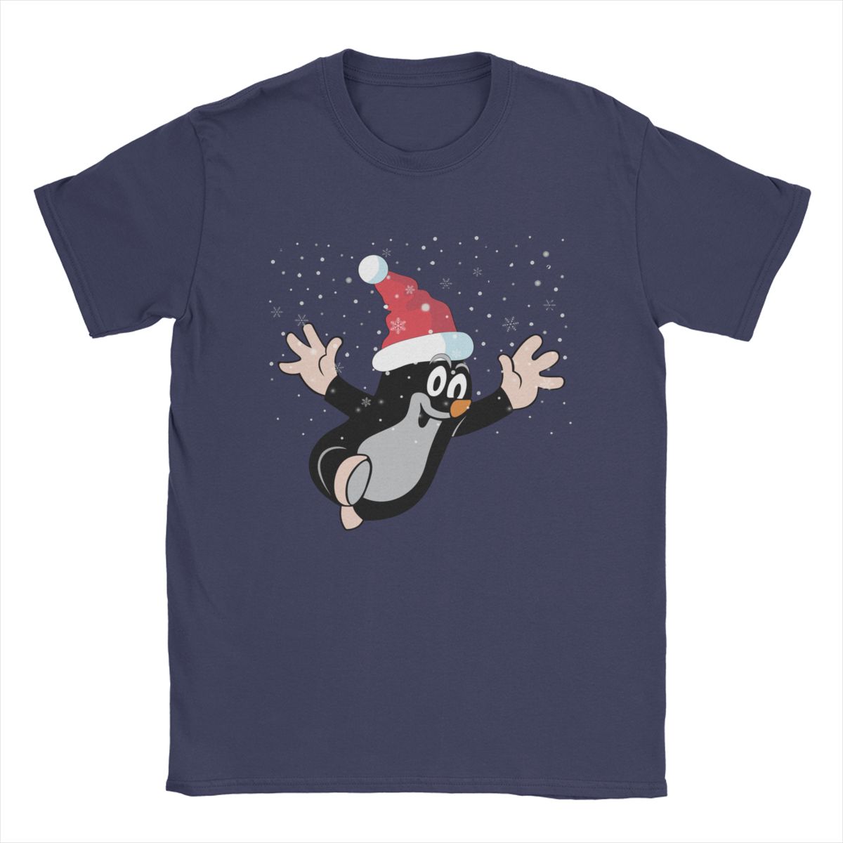 

Vintage Merry Christmas Mole T-Shirts Men Cotton T Shirt Krtek Little Maulwurf Cute Cartoon Short Sleeve Tees Printed Tops XXXXXL темно-синий