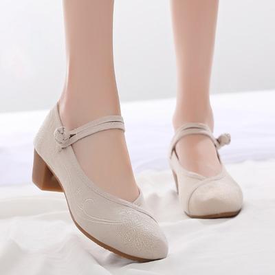 Retro Dámske Topánky Čínsky Štýl Vysoký Podpätok Vyšívané Topánky Elegantné Dámske Lodičky Mary Jane Topánky Dámske Topánky Zapatos De Mujer
