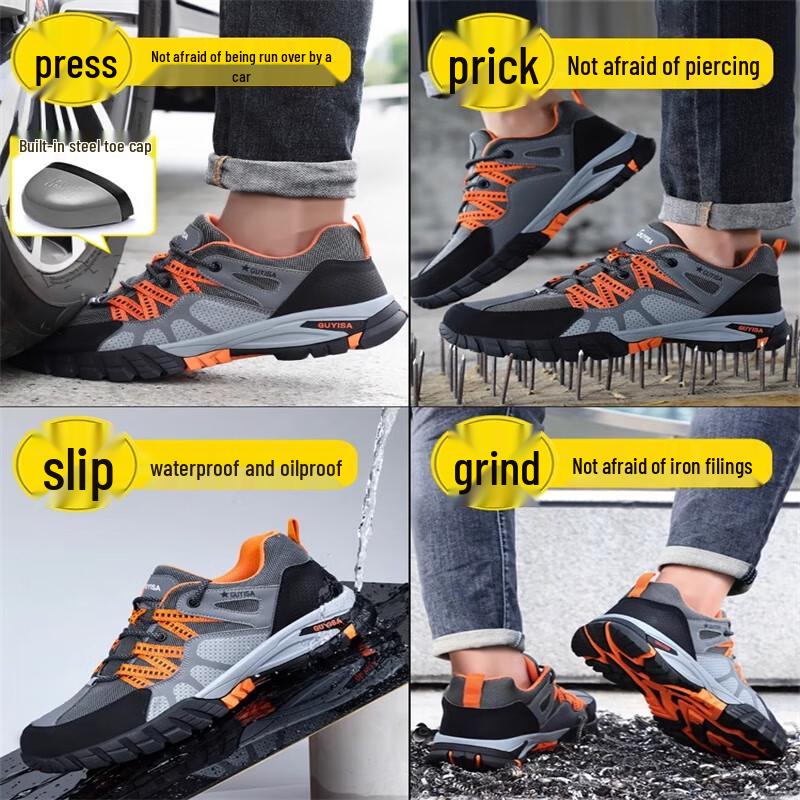 GUYISA Men's Steel Toe Safety Work Shoes