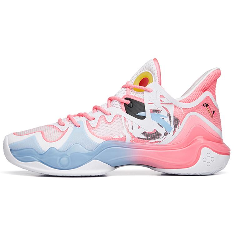 

ANTA Shock Wave 4 Basketball Shoes Men s Low top Blue/Pink 112231106-14 40