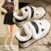 Cute Velvet Velcro Cotton Shoes Women's Autumn 2025 New Outdoor Non-slip Thick-soled Warm Breadboard Shoes Tide