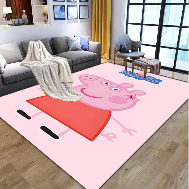 Peppa Pig Pattern Rug, Indoor/Outdoor Mat, for Picnic, Gameroom, Bedroom, Office, Living Room, Home Decor Carpet, Birthday Gift