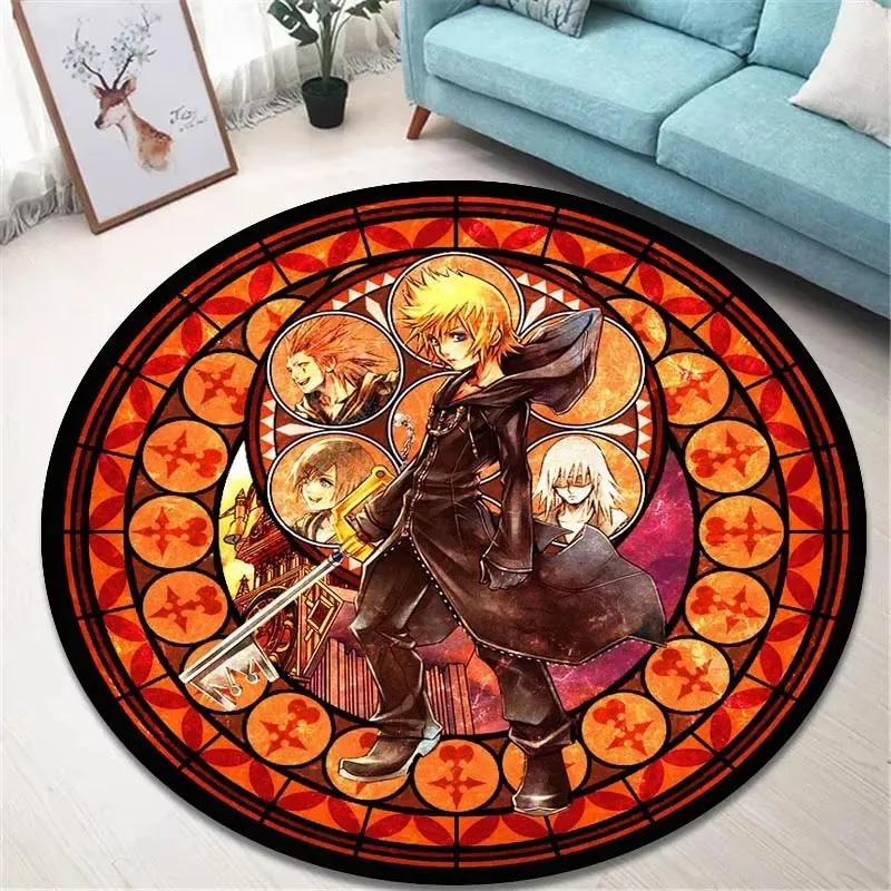 Kingdom Hearts Round Area Rug Anime Gaming Carpet Non Slip Floor Mat Bedroom Decor Soft Gift For Gamer Kids