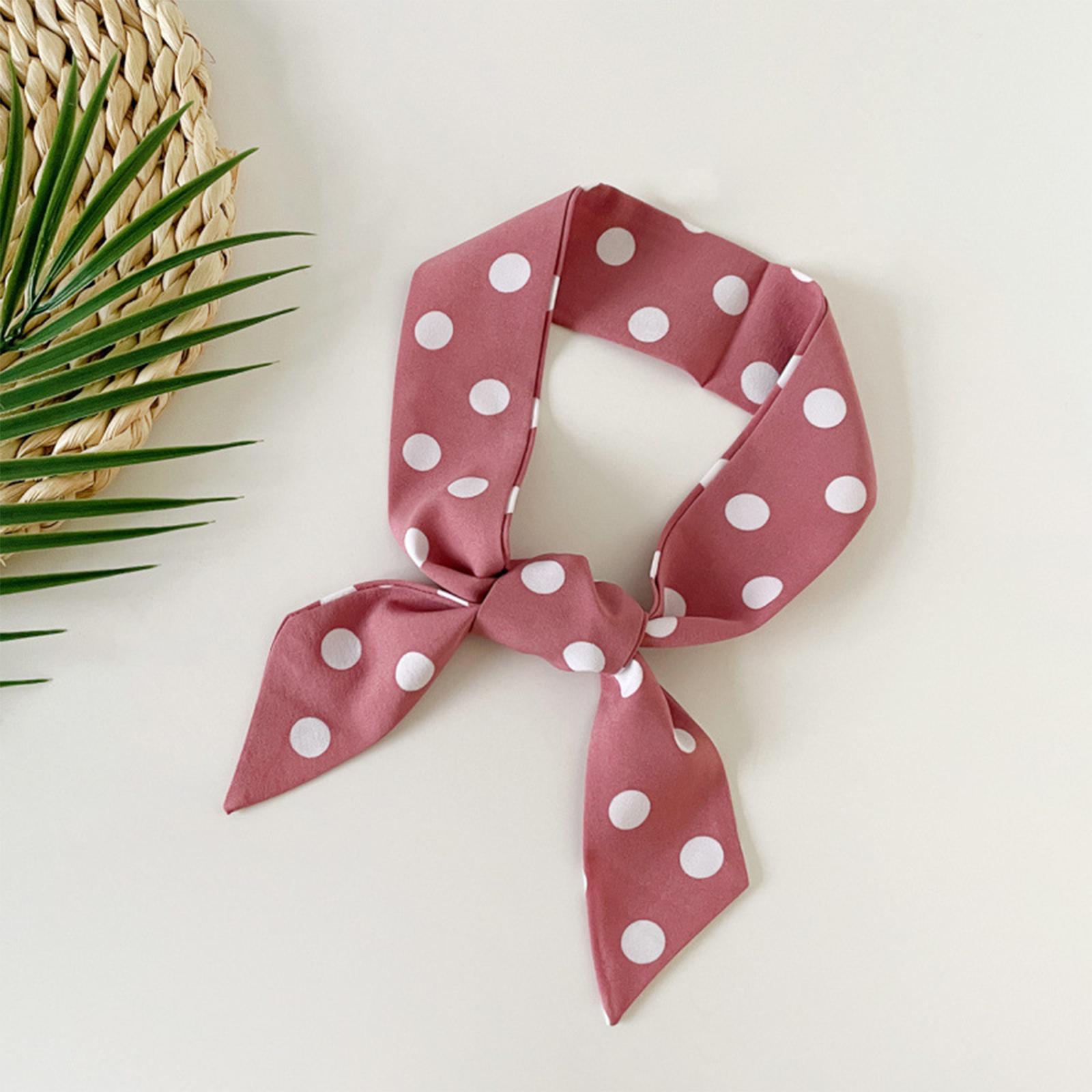 

Polka Dot Square Neck Scarf Lightweight Soft Fabric Classic Patterned Bandana for Women and Girls Accessories One Size розовый
