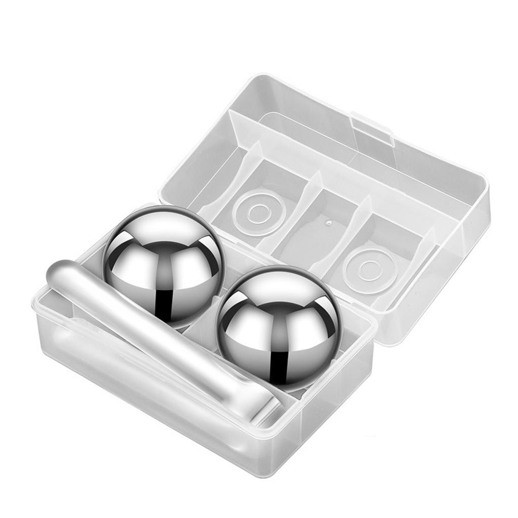 304 Stainless Steel Whiskey Ice Balls Set with Freezing Tray and Tongs Reusable Ice Cubes for Chilling Drinks Without Dilution