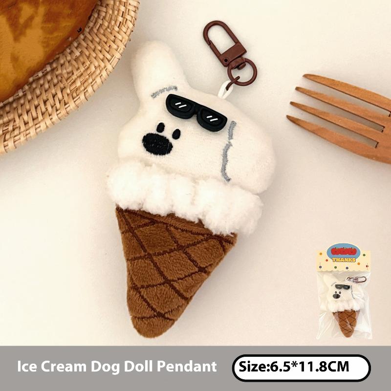 

Cute Cartoon Ice Cream Animal Plush Keychain Kawaii Dog Rabbit Bear Stuffed Doll Pendant Toy Key Ring Backpack Decoration Gifts