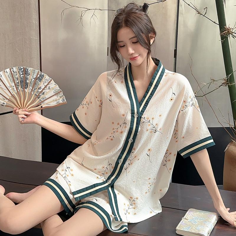 South East Asia bubble cotton pajamas girls summer short-sleeved shorts 1011 cartoon loungewear suit new