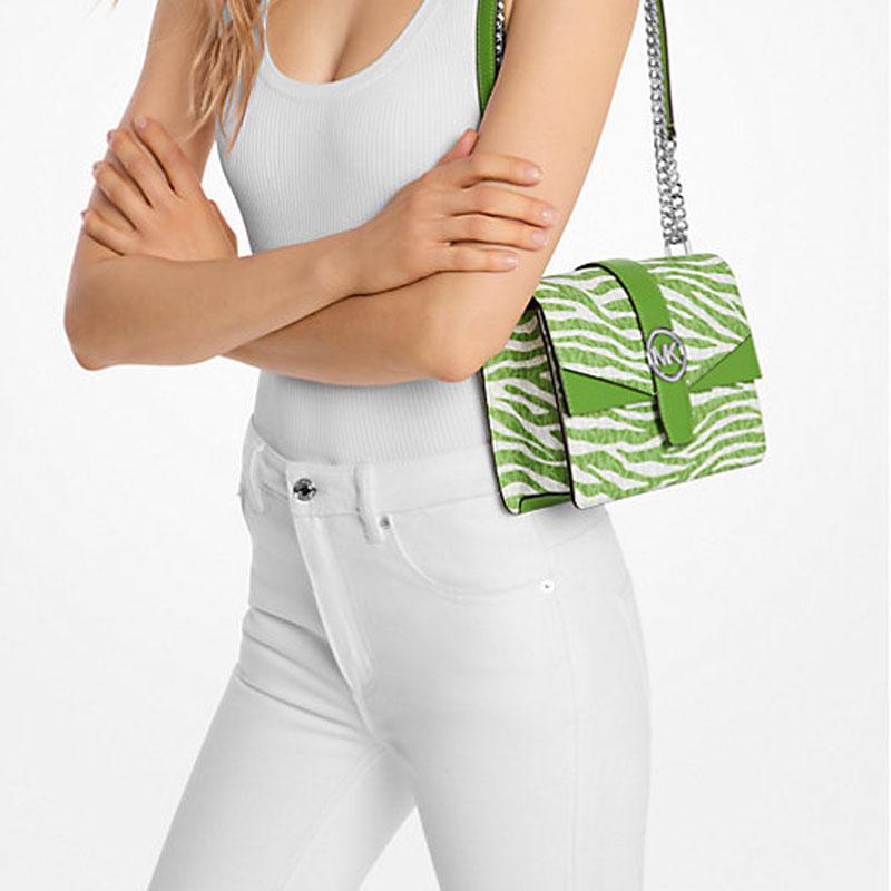 Michael Kors MK Greenwich Logo Classic Animal Print Coated Canvas Shoulder Bag Small Women Shoulder Bag 35S5SGRC1V-JUNGLE
