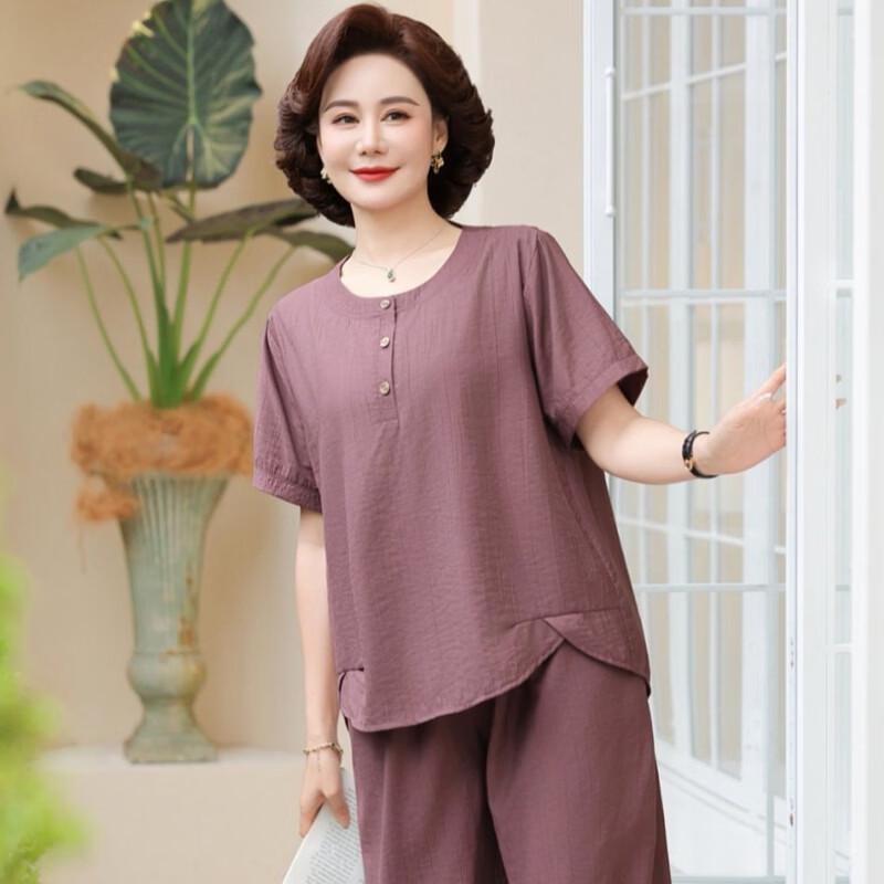 Women's Plus Size Summer Short-Sleeve Top & Pants Set