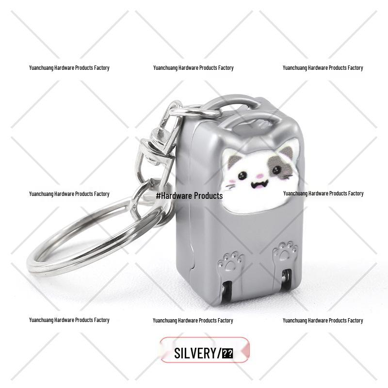 Mini Foldable Nail Clipper with Keychain - Portable Flip-Top Kitten Design