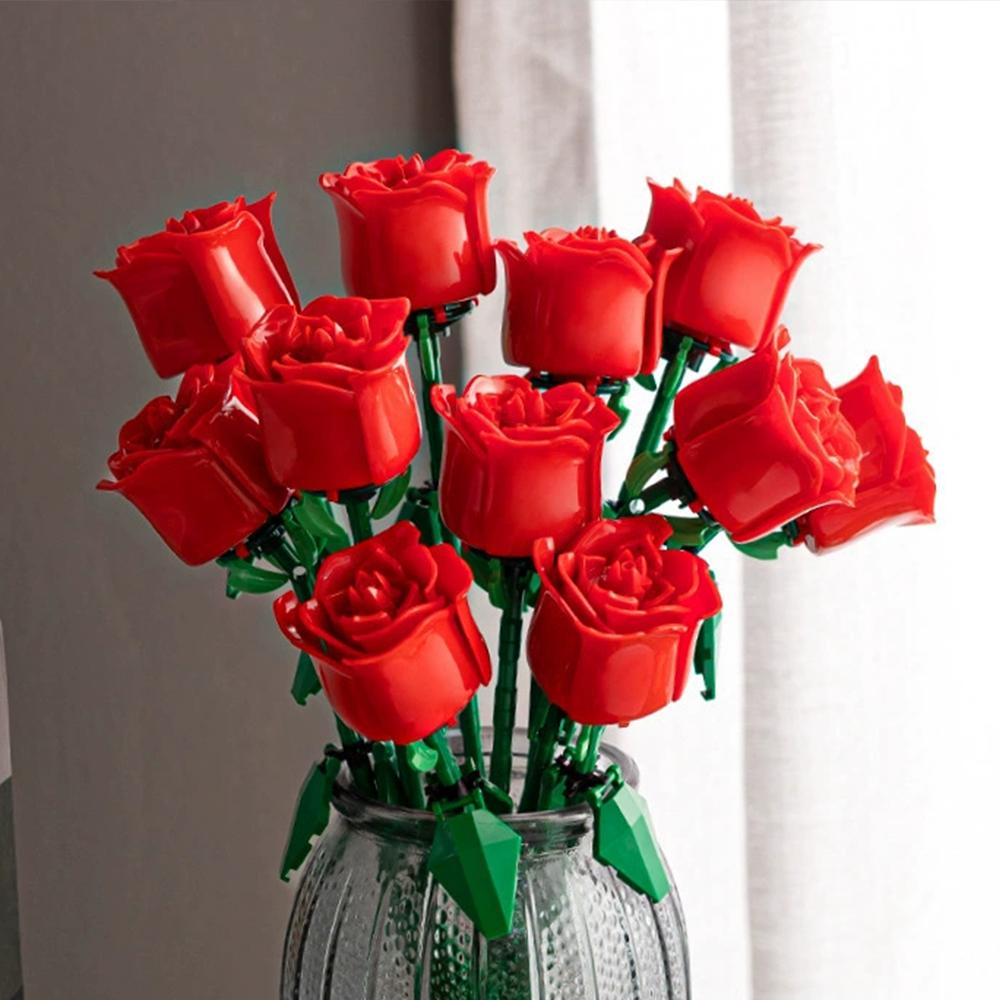 3D Ewige Blume Baustein-Set - Bestes Valentinstagsgeschenk für Freundin/Freund, Perfekt für Geburtstag/Jahrestag