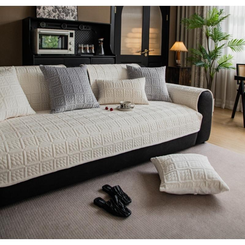 Подушка для дивана из хлопка на осень и зиму, подушка для сиденья, нескользящий чехол для дивана, универсальная подушка для дивана 70x70 бежевый