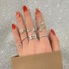 2024 Snake Rose Ring Set 7-piece Irregular Trend Fashion Cute Ring Ladies Girl Jewelry