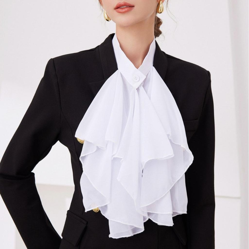 Vintage False Collar Front Ties Necklace Ties Female Detachable Neckwear for Fake Collar Sweater Dress Clothing Decororation