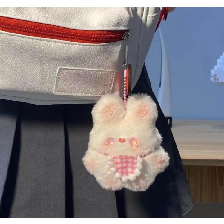 Handmade Rabbit Keychain Plush Squeaking Function Keys Chain for Bag Schoolbag