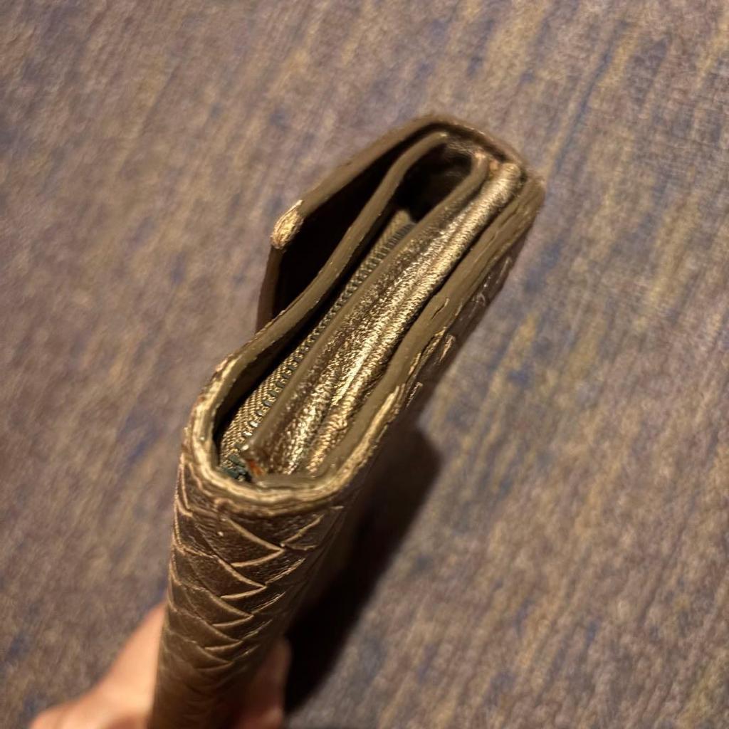 Used BOTTEGA VENETA Intrecciato Long Wallet Brown Gold