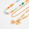 Bohemian Sunflower Pendant Necklace with Colorful Beaded Chain