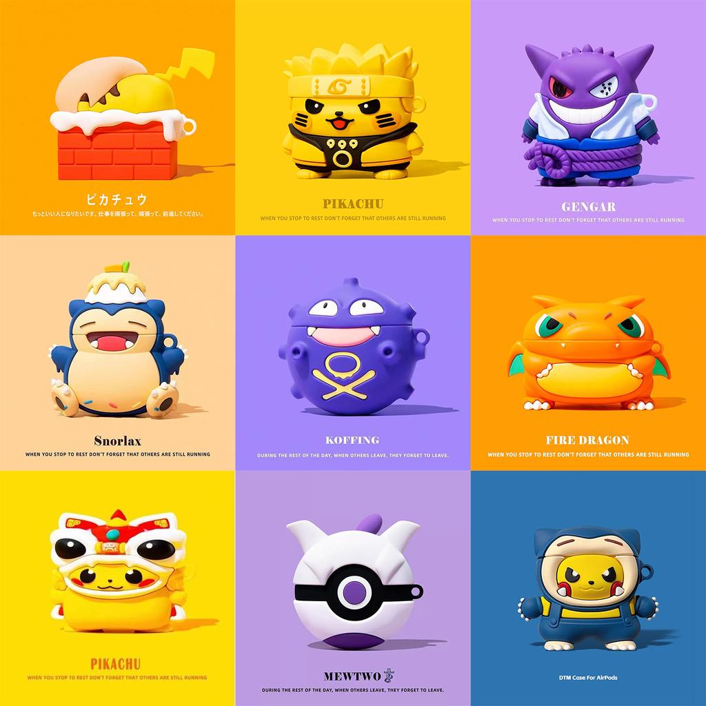 Pokemon Tegneserie Etui For AirPods 3 Beskyttelseshylse For AirPods Pro 2 1 Deksel 3D silikon Fallforebyggende