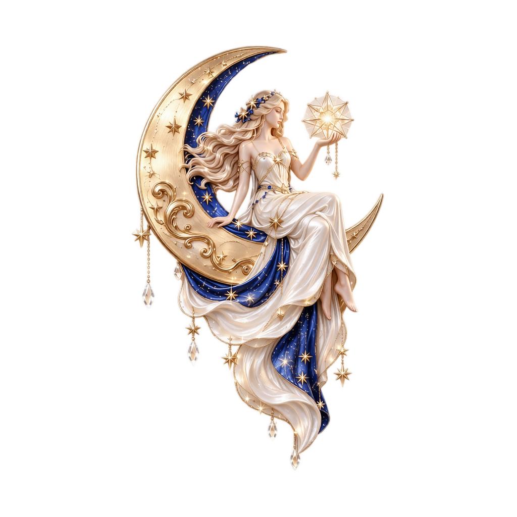 2D Moon Girl Wall Hanging Decor for Bedroom Living Room