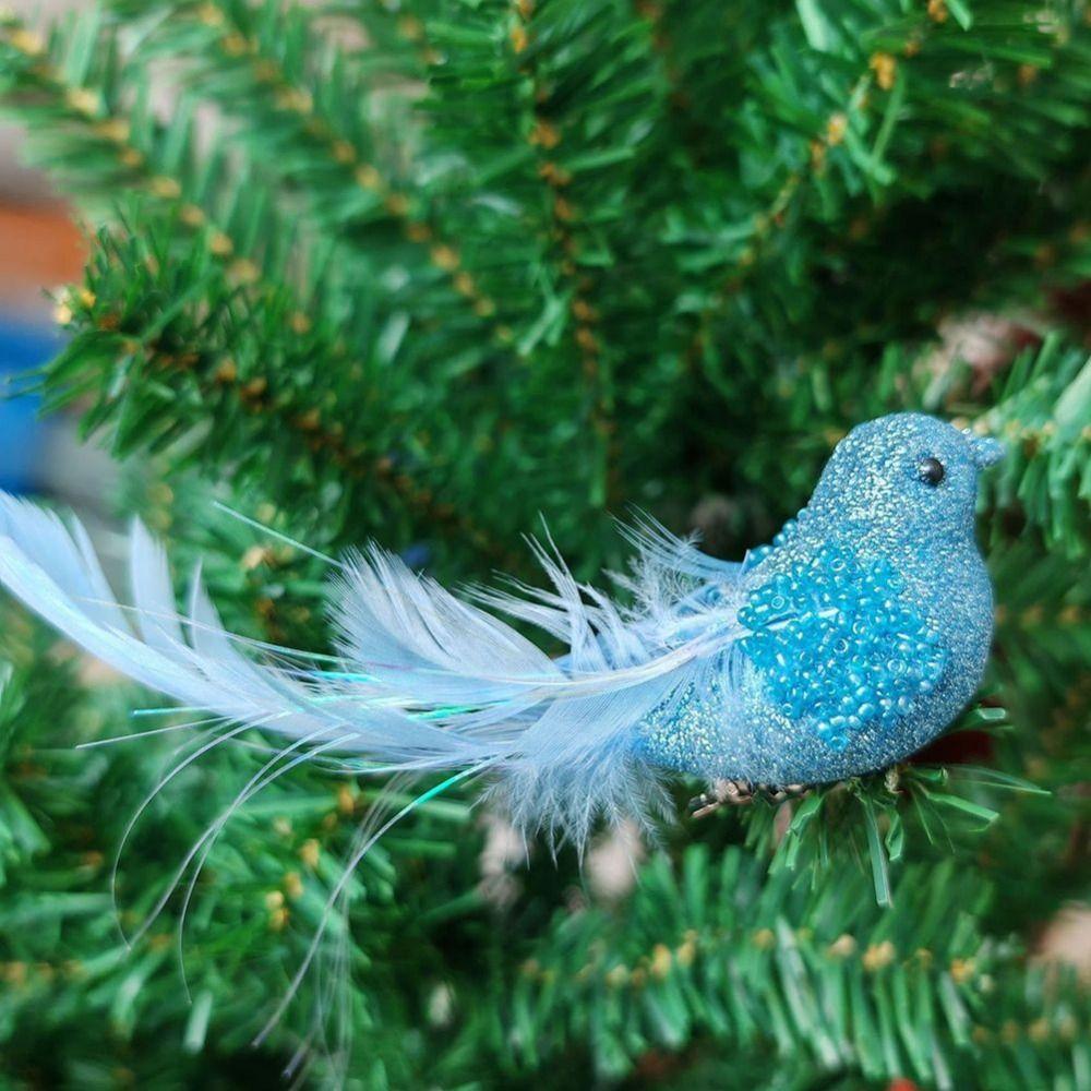 4 Pcs Handmade Simulation Bird With Clip Colorful Bird Ornaments Christmas Feather Bird Garden