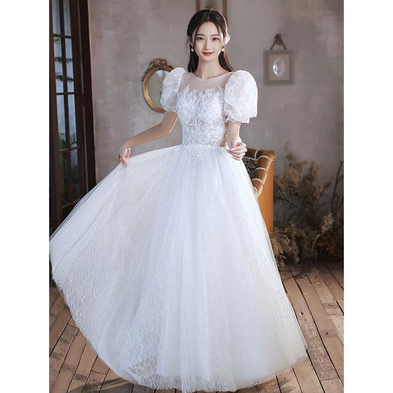 White Evening Dress Women's 1011 New Summer Banquet Temperament Tutu Skirt Birthday Host Dignified Atmosphere Dress