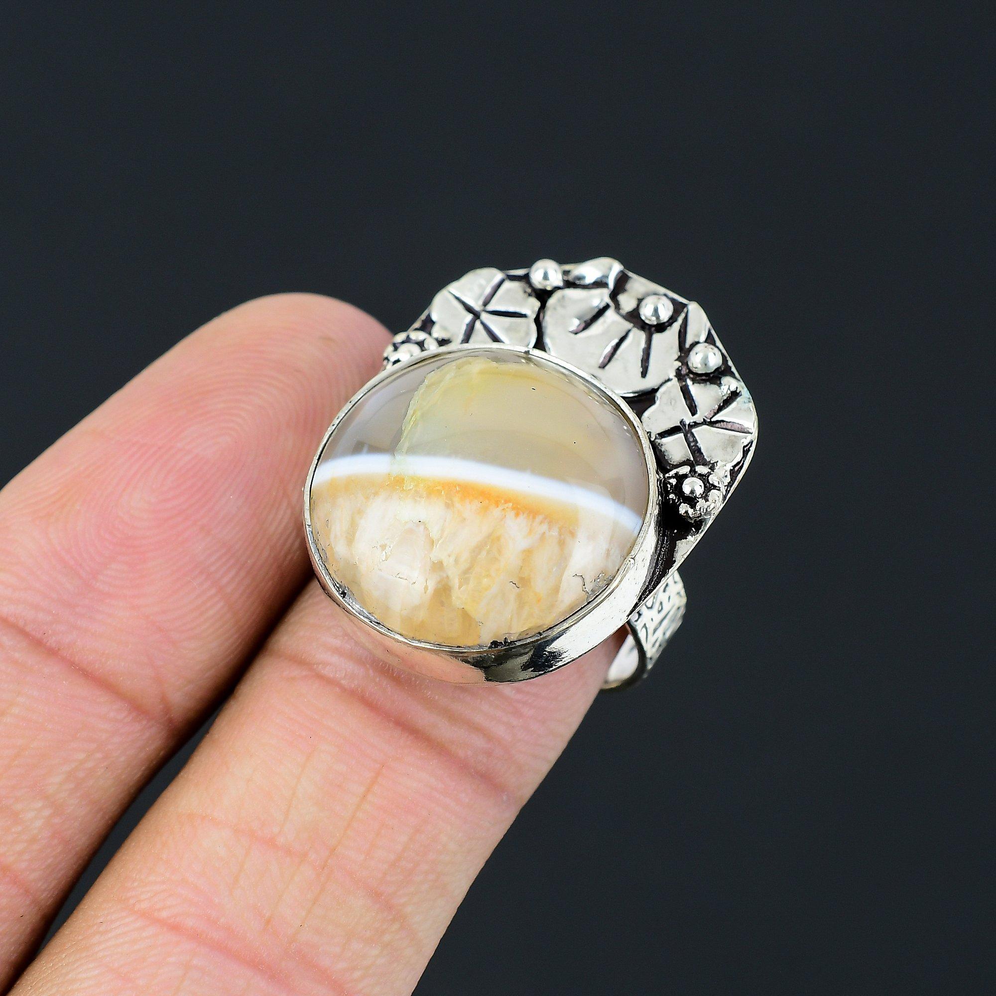 

Natural Montana Agate Handmade Stackable Ring Jewelry Size 8 925 Sterling Silver 8