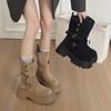 British Style Platform Heightening Martin Boots Women's New Small Slim Medium Tube Knight Short Boots In Autumn and Winter 2025