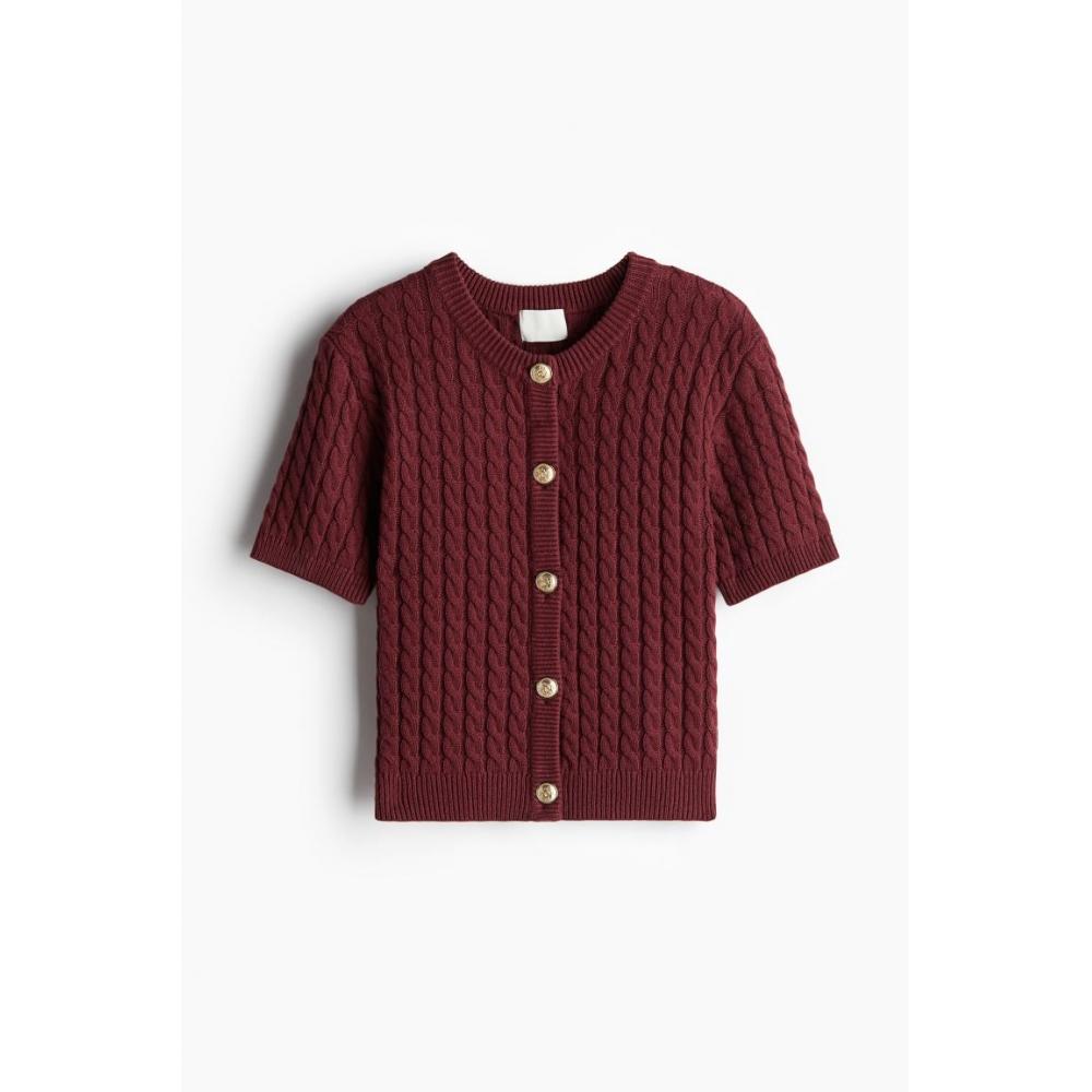 

Кардиган вязанной вязки HM темно-красный