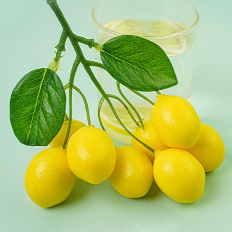 Artificial Lemons String, Vivid Faux Lemon Plastic Fake Yellow Lemon Fake Fruit, Home Table Party Decor Photography Prop