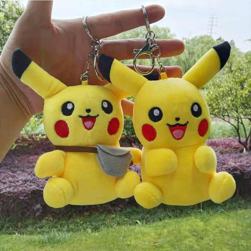 Endearing Plush Pikachu Backpack With Keychain Cartoon Character Toy Ideal Gifts For