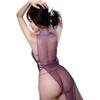 Sex underwear cheongsam perspective slit strap transparent mesh passion temptation printing free cosplay purple
