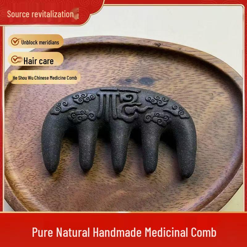 Immediate Wealth He Shou Wu Sandalwood Hair Comb - Traditional Chinese Medicine Massage Comb for Hair Care