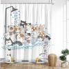 Cartoon Animal Shower Curtain with Funny Cat and Dog Paws Cute Kids Shower Print Family Bathroom Decoration with Hooks