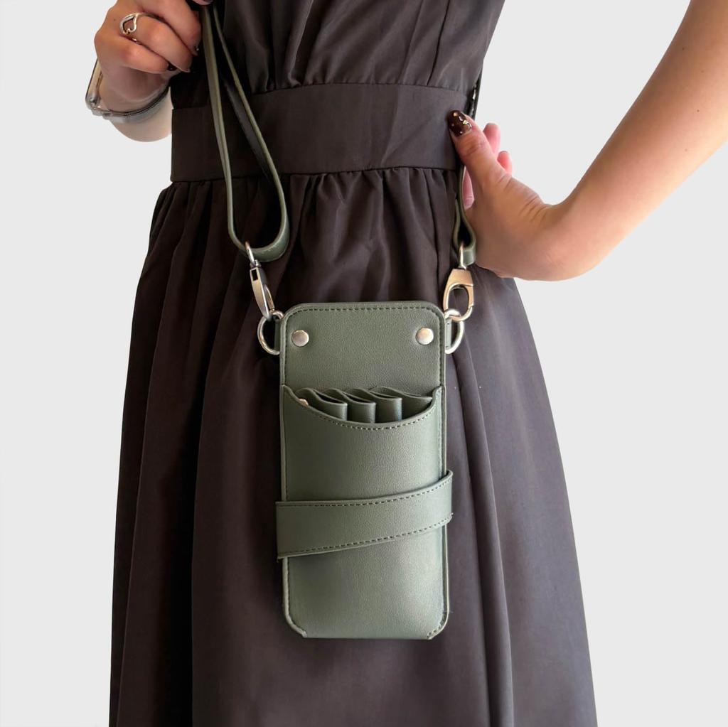 Dp Torino 005 Scissor Khaki Green with Silver Holds 4 Made In Japan by a Specialist In Scissor Ideal for Hairdressers and No. Case, Hardware,