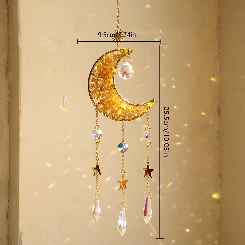 Crystal Sun Catcher Prism Wind Chimes Rainbow Maker Light Catcher Wall Hanging Decor Moon Catchers Room Decors Aesthetic Gifts