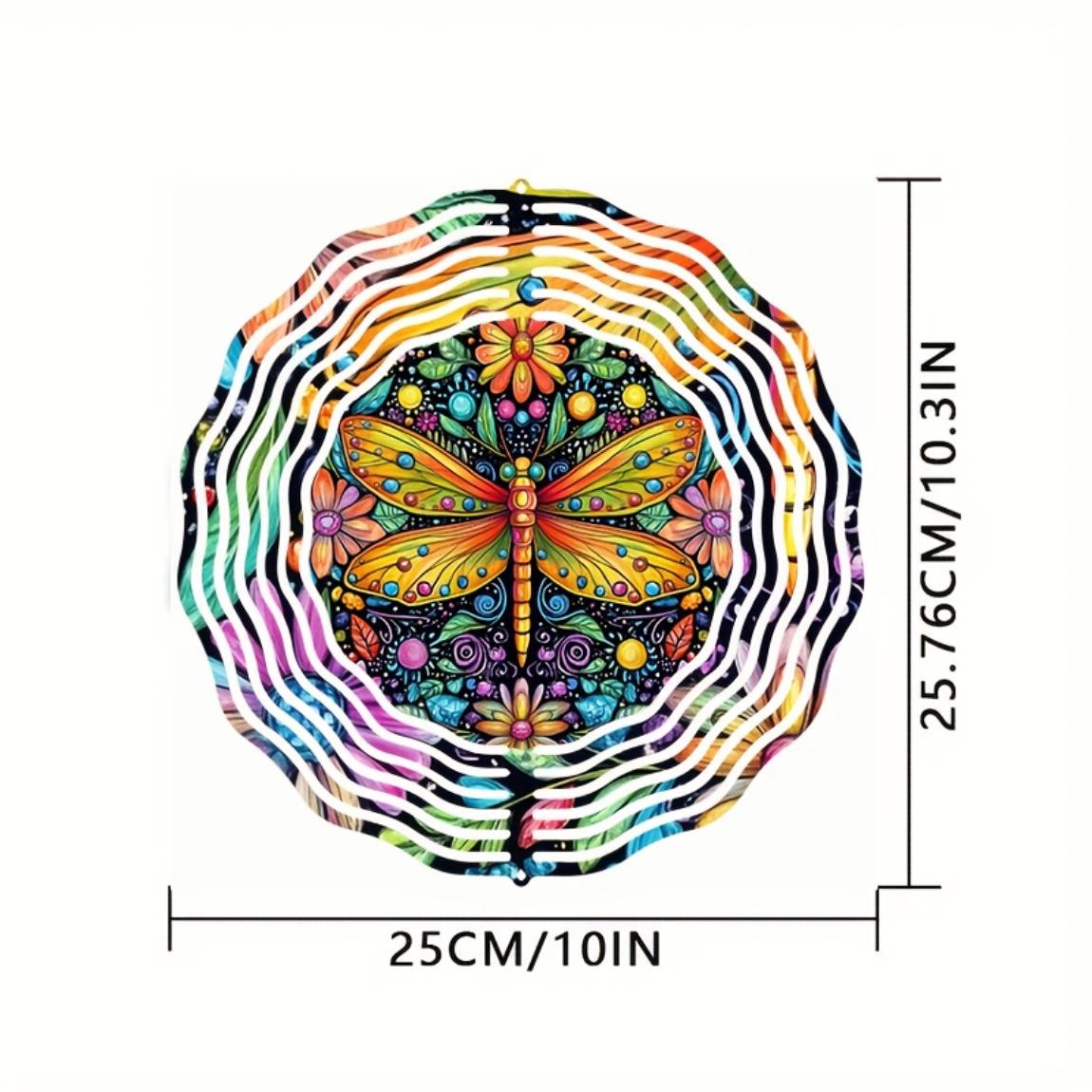 

Красочный ветряк «Стрекоза» – 10-дюймовое 3D металлическое искусство лазерной резки, крючок с вращением на 360° для плавного движения – ручная работа, кинетический декор для улицы/дома 01A