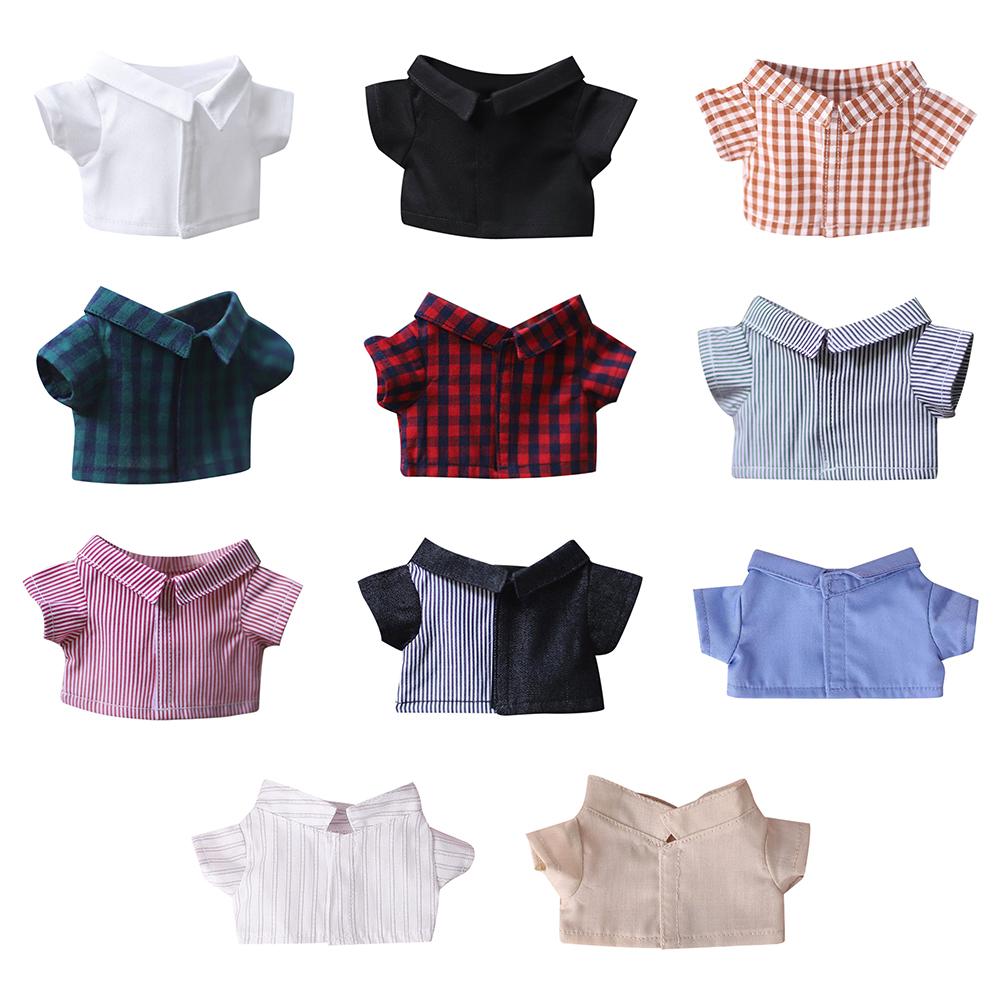 For 20cm Idol Doll Clothes Accessories Striped Short Sleeve Cotton Stuffed Doll Shirt Top Blouse T-shirt Kids Toy Gift